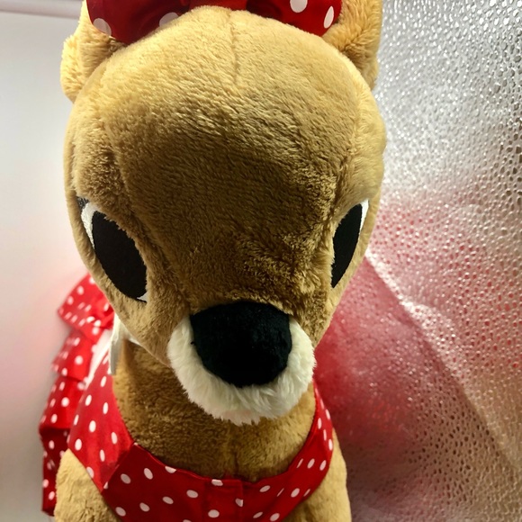 Build A Bear Rudolph LIGHT UP Red Nose & Clarice Plush Dress polka dot shoes - Picture 2 of 16